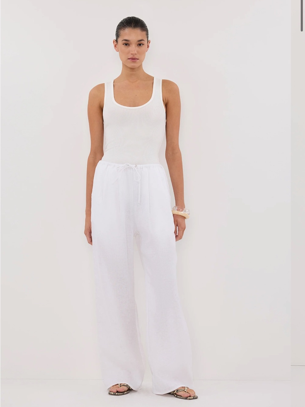 DISSH White Linen Drawstring Pants